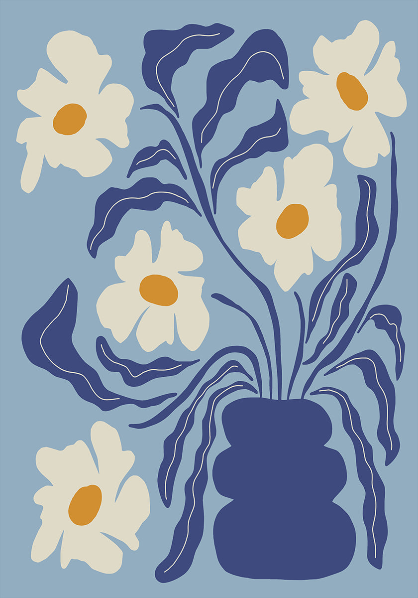 Blue moon flower-pot Poster