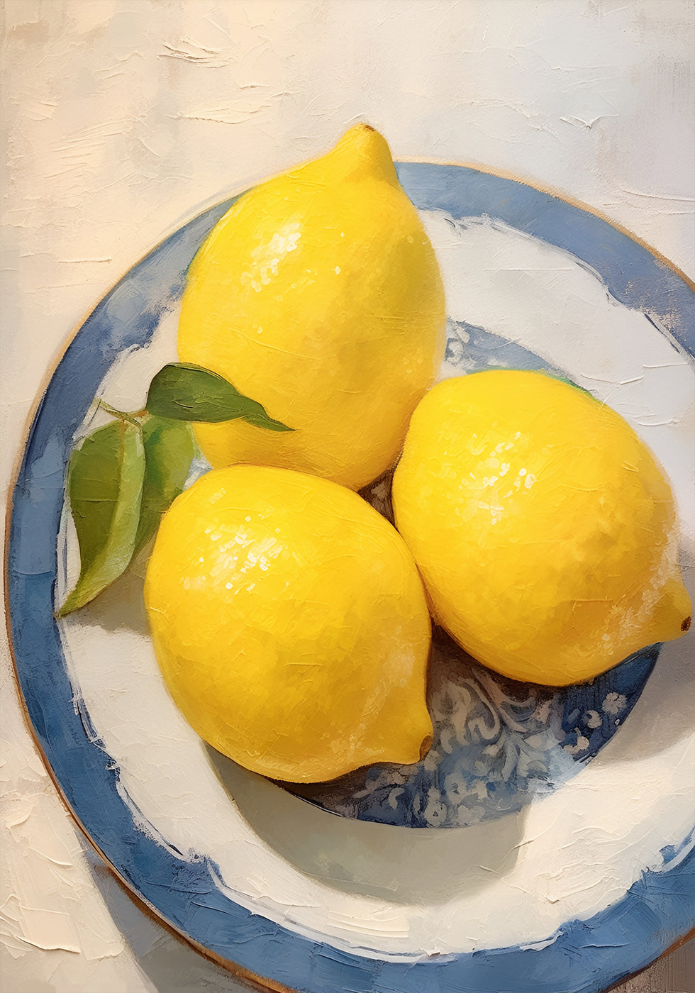 Lemon Still Life, Blue Rimmed Plate Poster