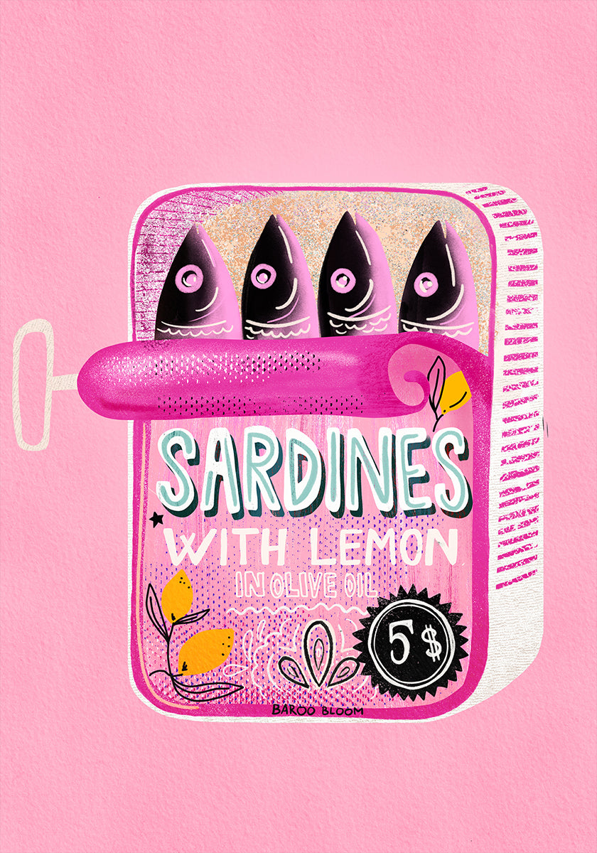 Sardines Tin Can Pink Poster