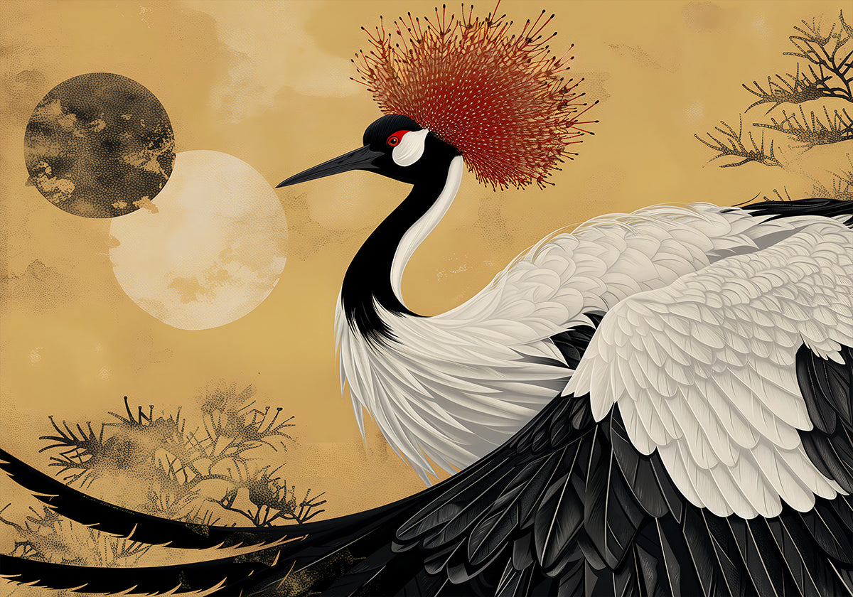 Abstract red-crowned crane Poster