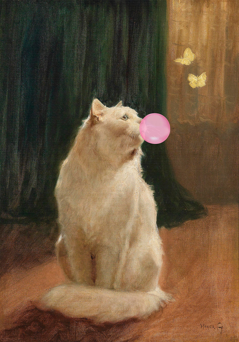 Bubble Gum and Cat Poster