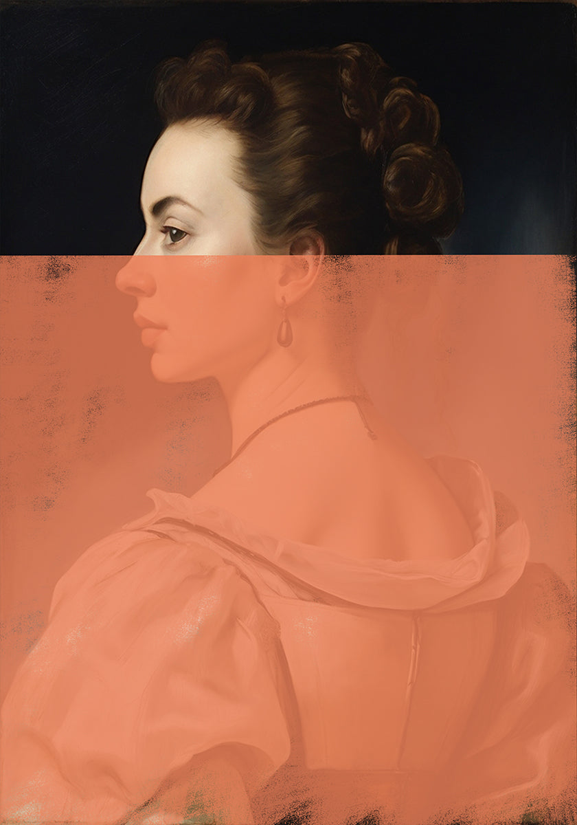 Altered Portrait of Woman Orange Modern Art Poster