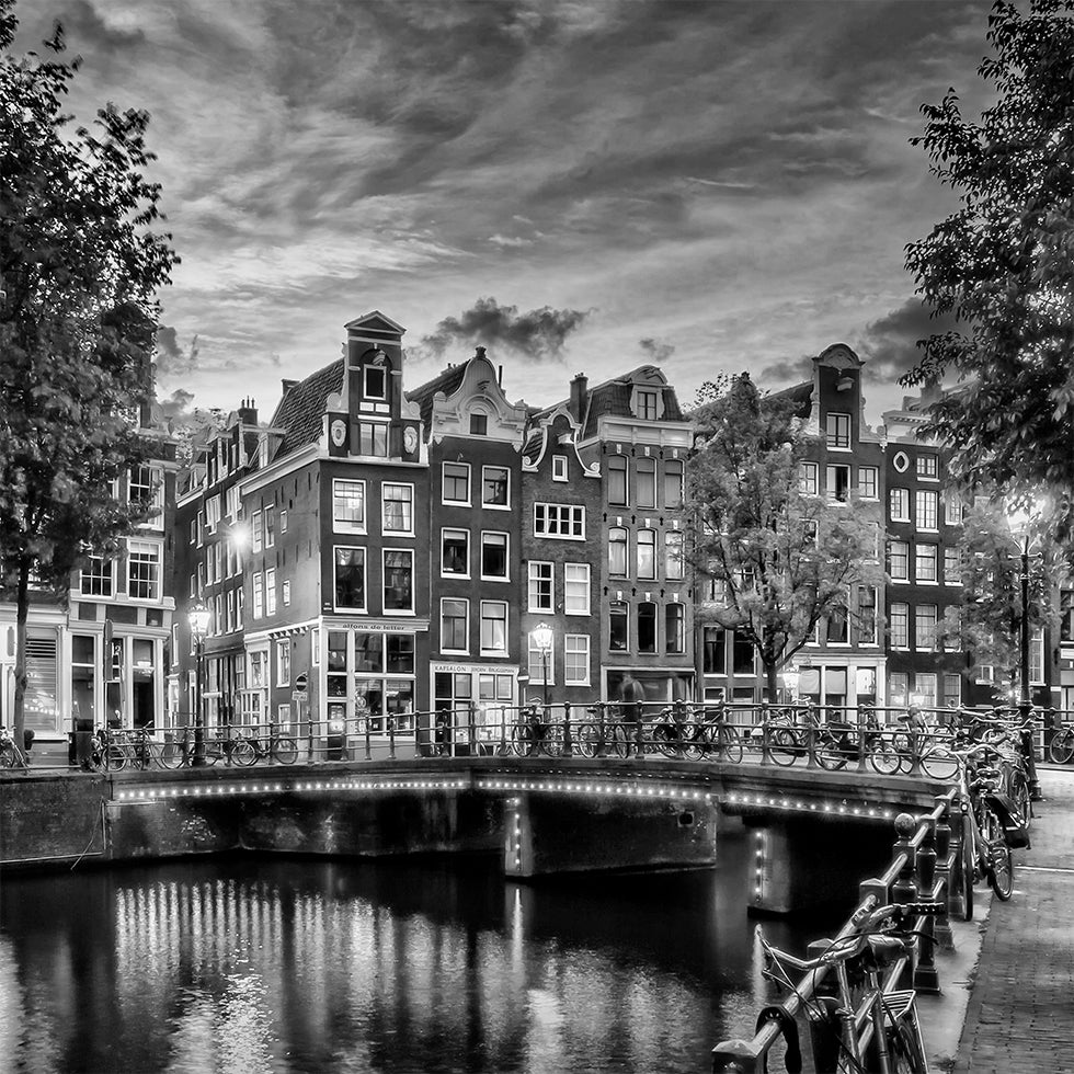 AMSTERDAM Idyllic impression from Singel - Monochrome Poster