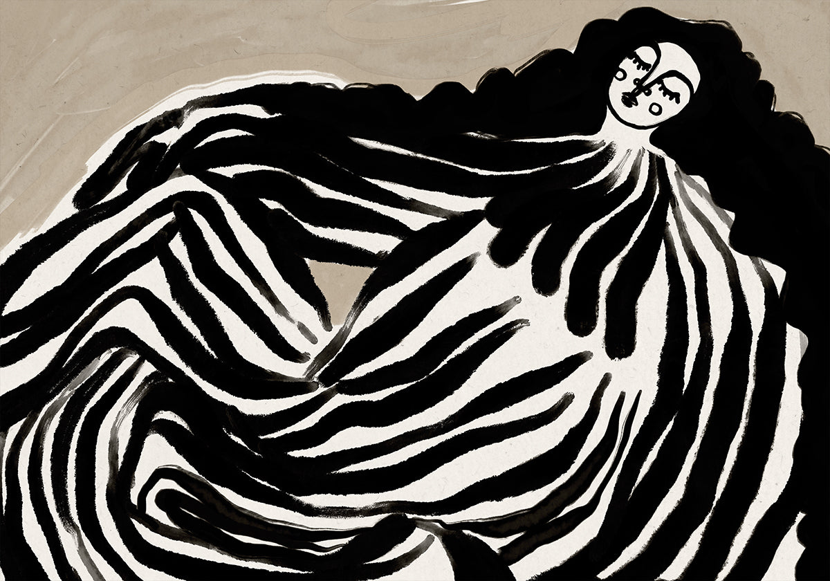 Monochrome Waves Poster