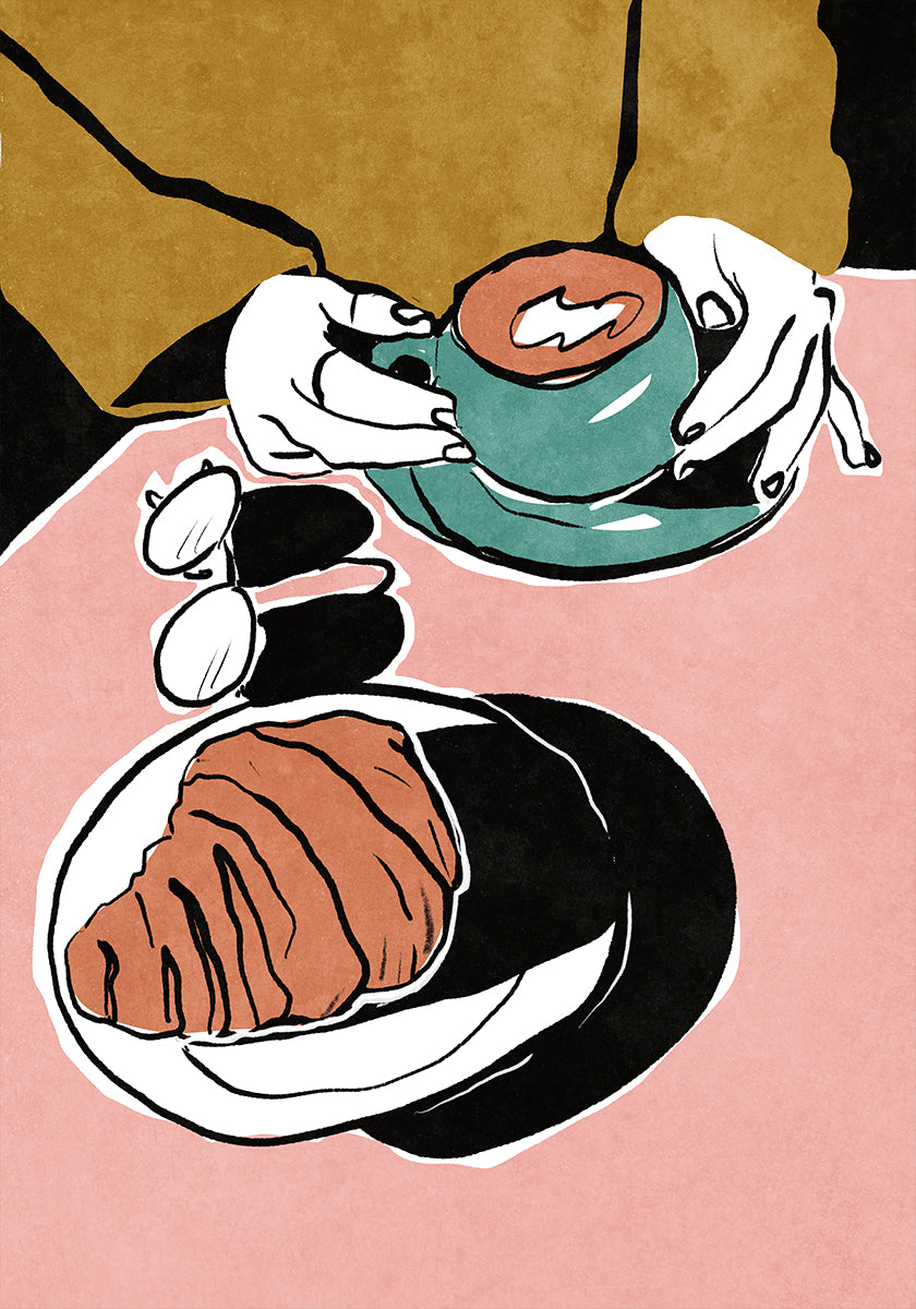 Croissant et café au lait Poster