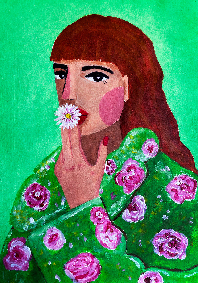 Woman Smoking a Flower