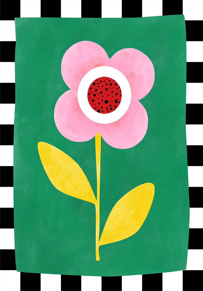 Pink Flower with Yellow Leaves Poster