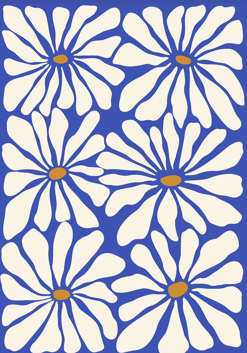 Sunny Floral Blue Poster