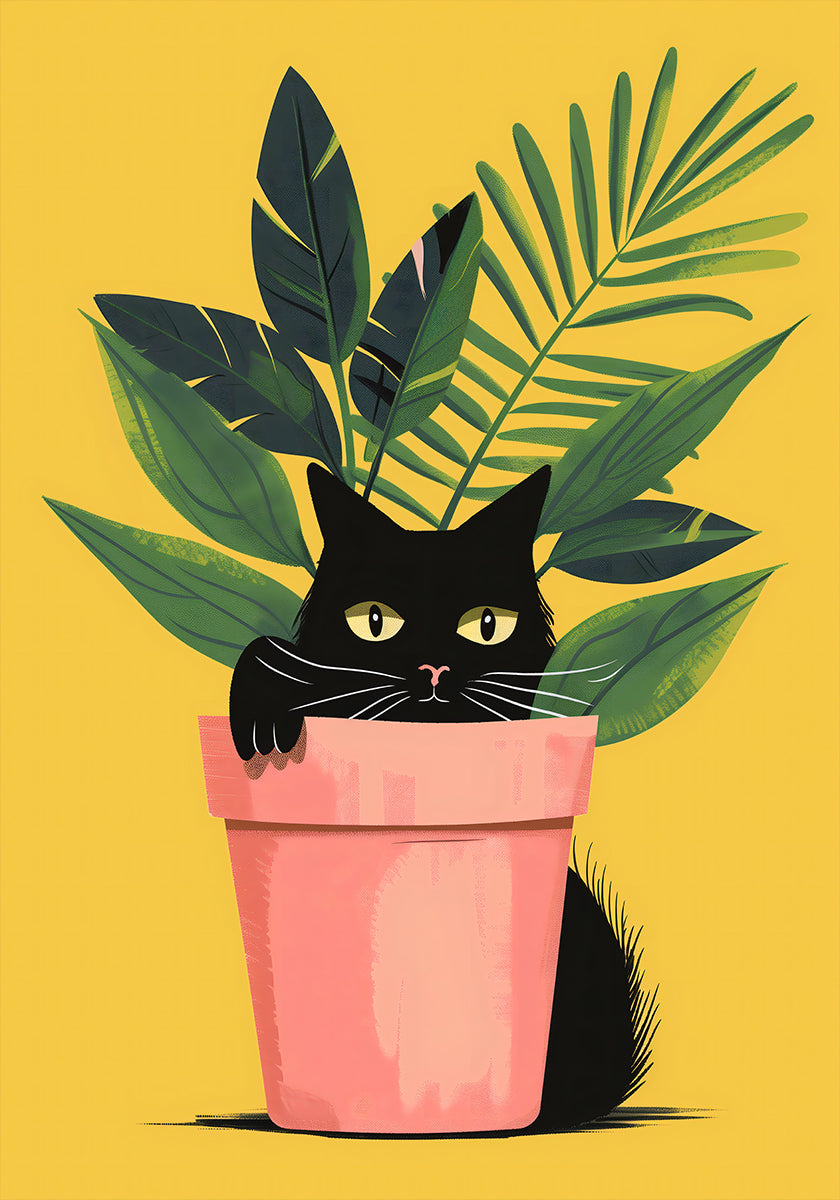 Cat In the Plant Poster