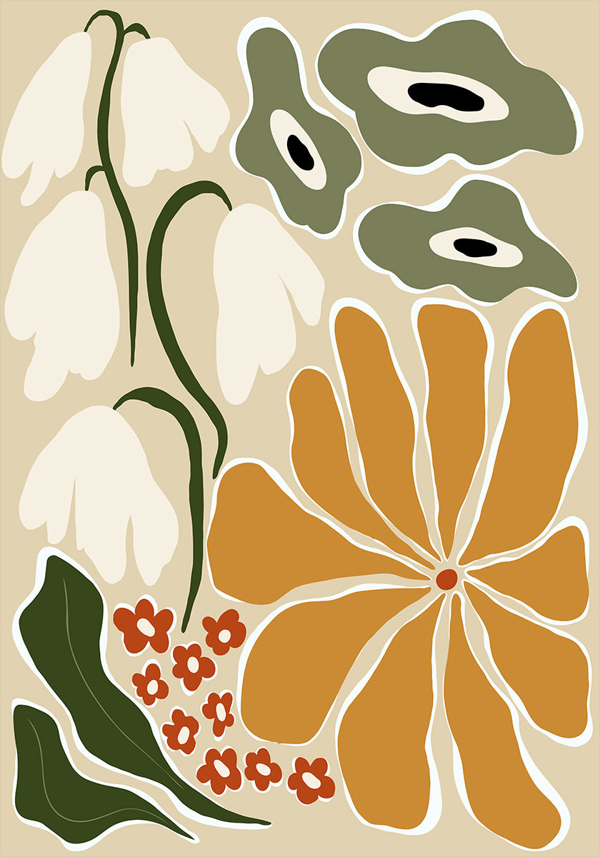 Classic Mid Century Florals Poster