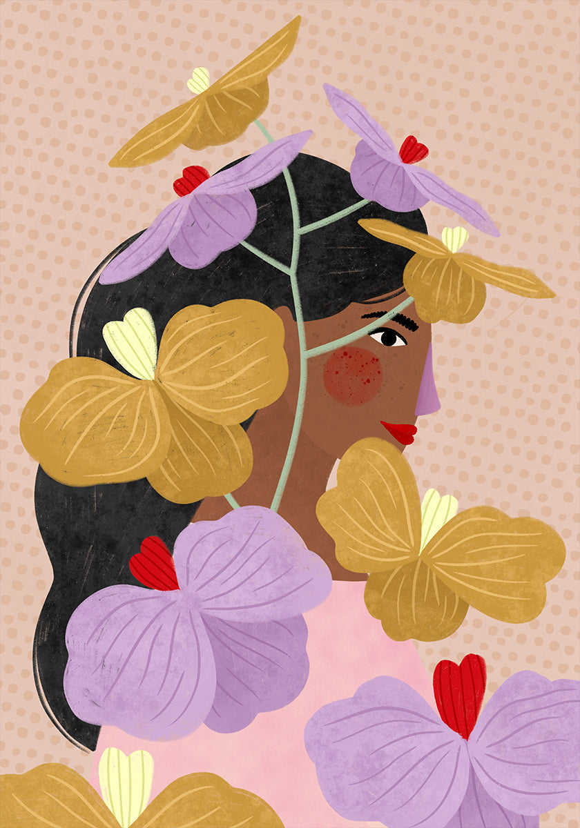 Hidden Behind Yellow Purple Flowers Poster