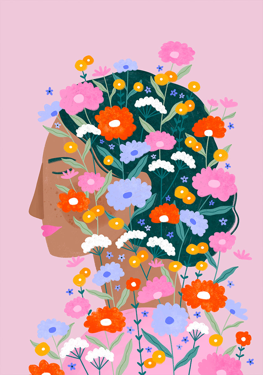 Colourful Flower Lady Poster