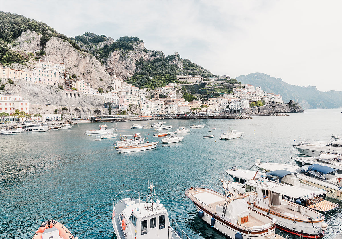 Amalfi coast with boats #2 Poster
