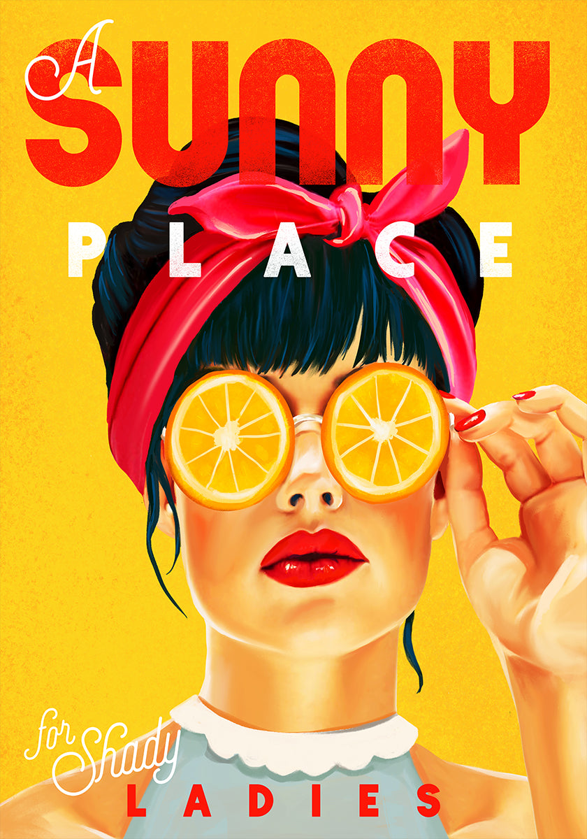 A Sunny Place For Shady Ladies Orange Pinup Art Poster