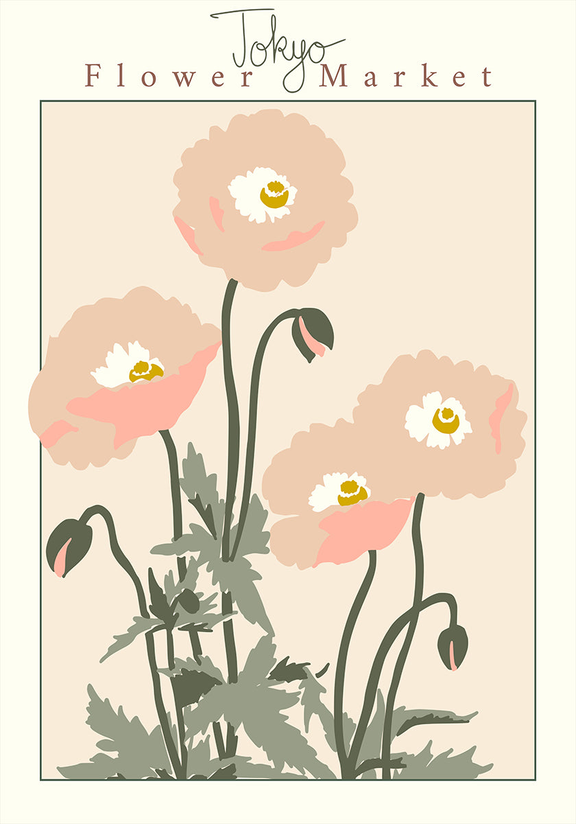 Flower Market Tokyo Poppy Poster