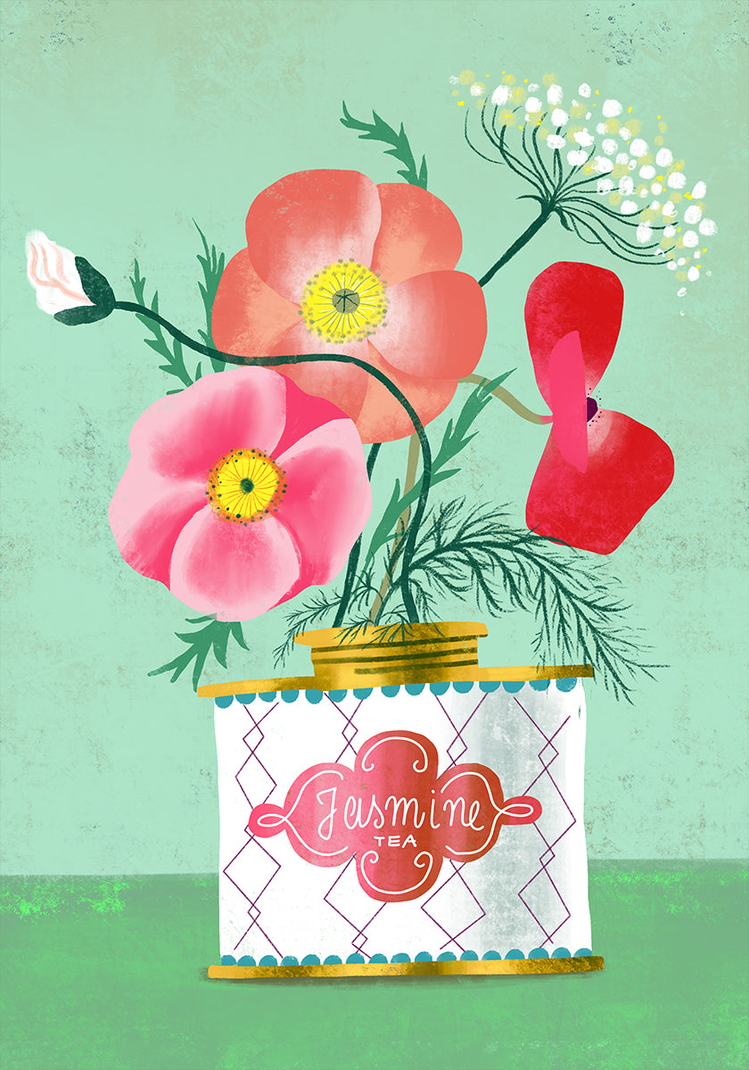 Poppies In Jasmine Tea Poster