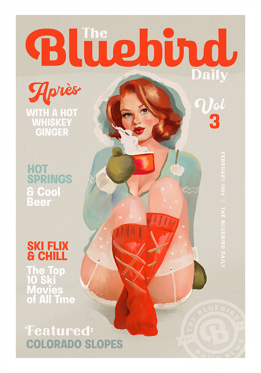 The Bluebird Daily Vintage Pin Up Ski Art Poster