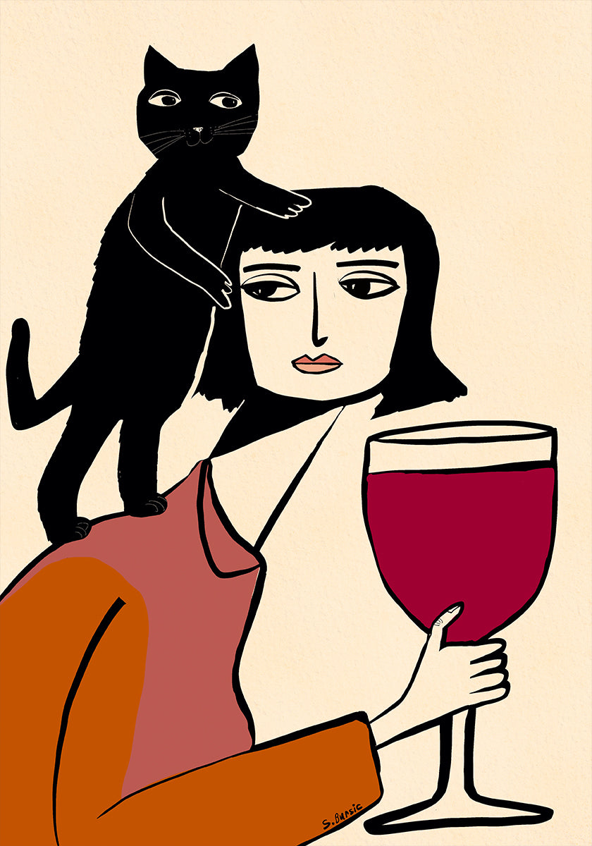 Wine and cat lover Poster