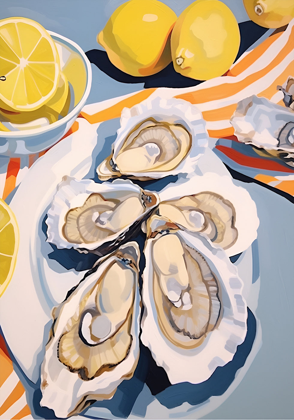 Fresh Oysters & Lemons, Seaside Lunch Poster