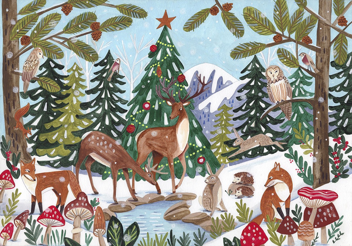 Animal Winter Scene Poster