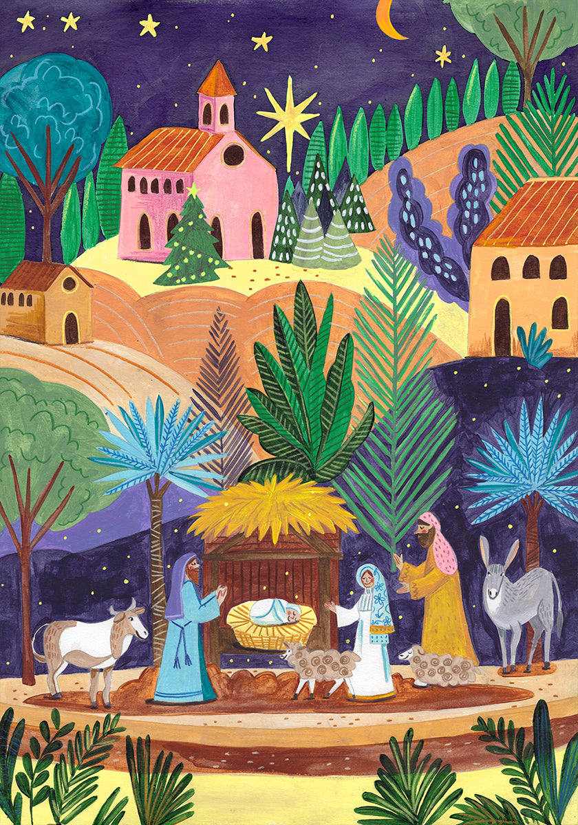 Nativity Scene starry night Poster