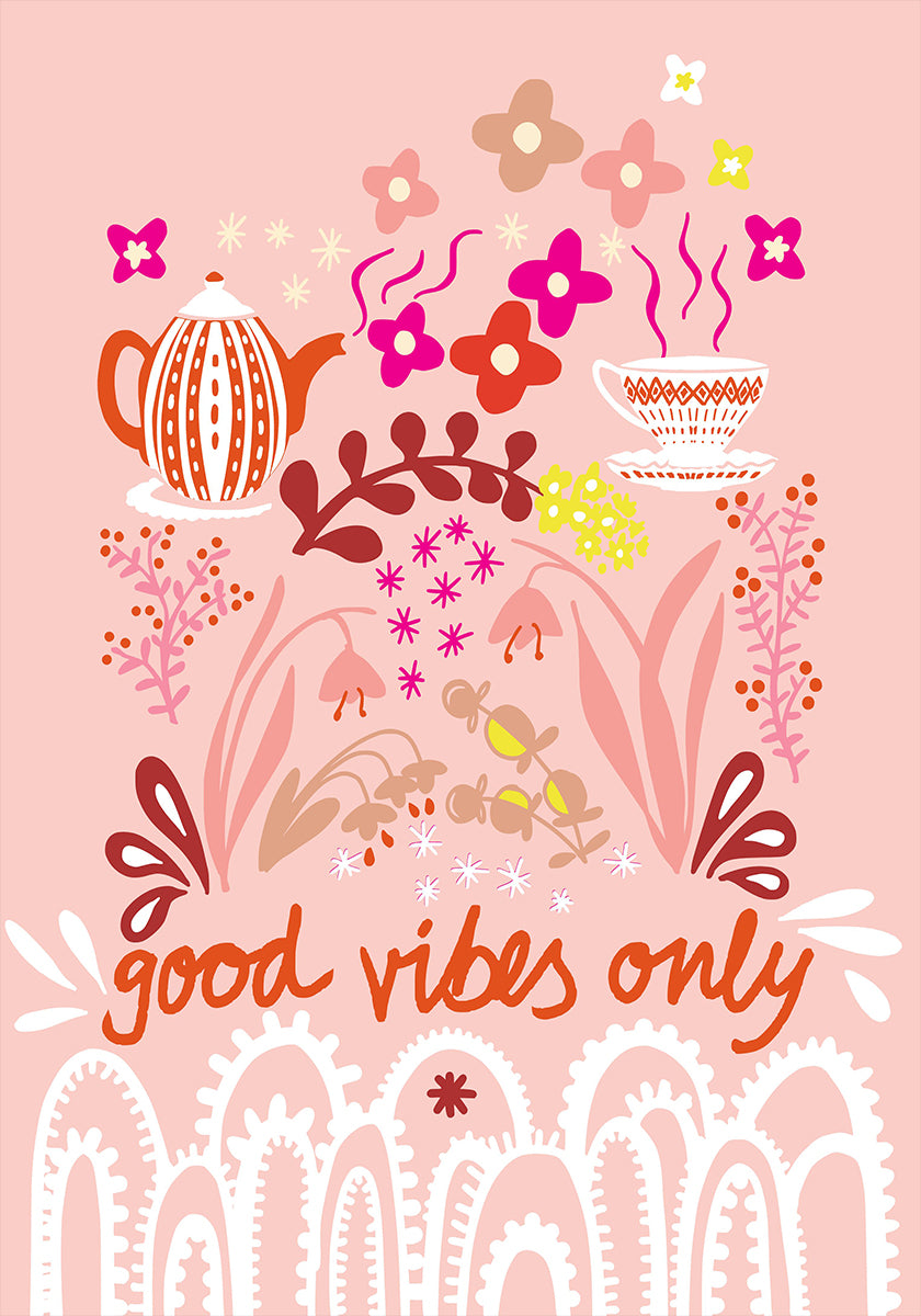Good vibes only – scandinavian folk art illustration Poster