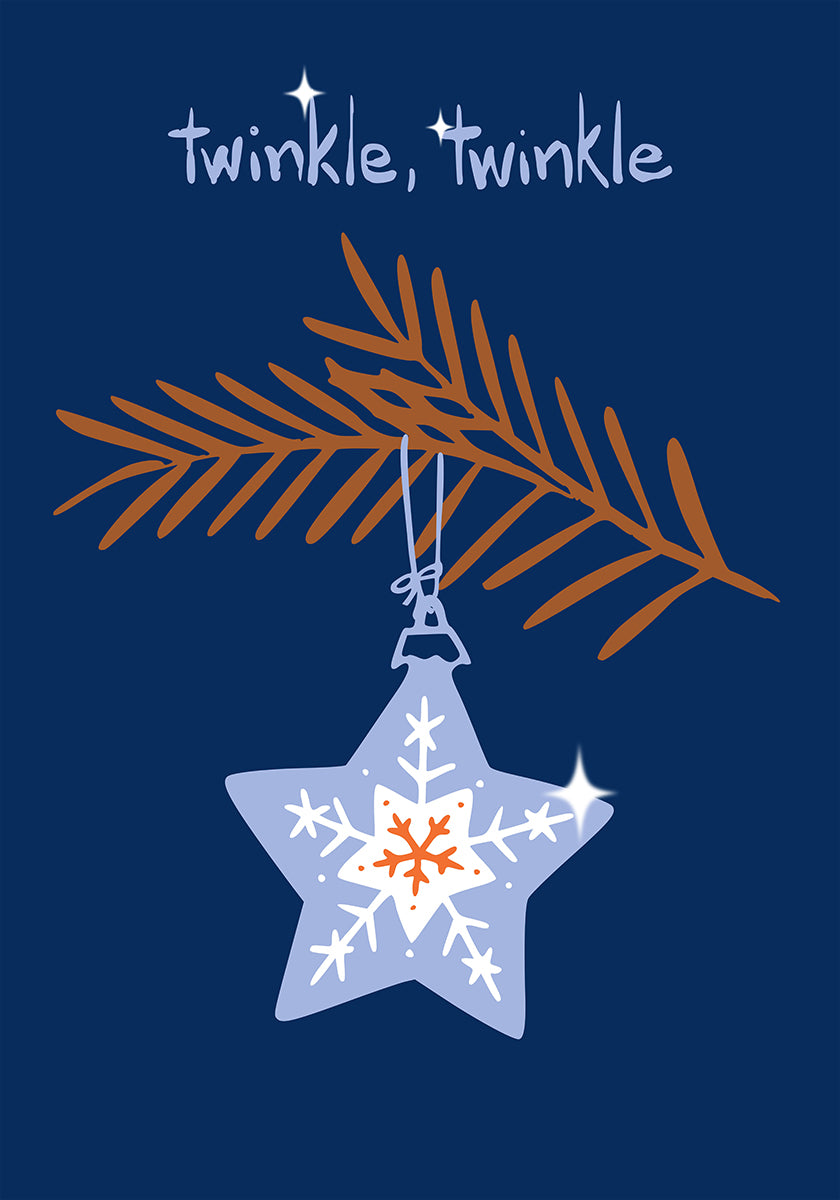 Cheerful twinkle Christmas star blue Poster