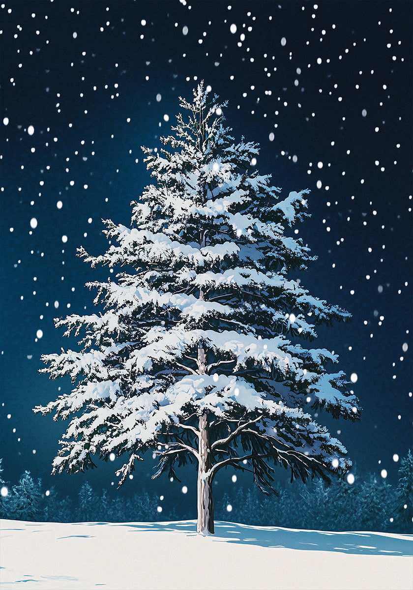 Winter Snowy Pine Tree Poster