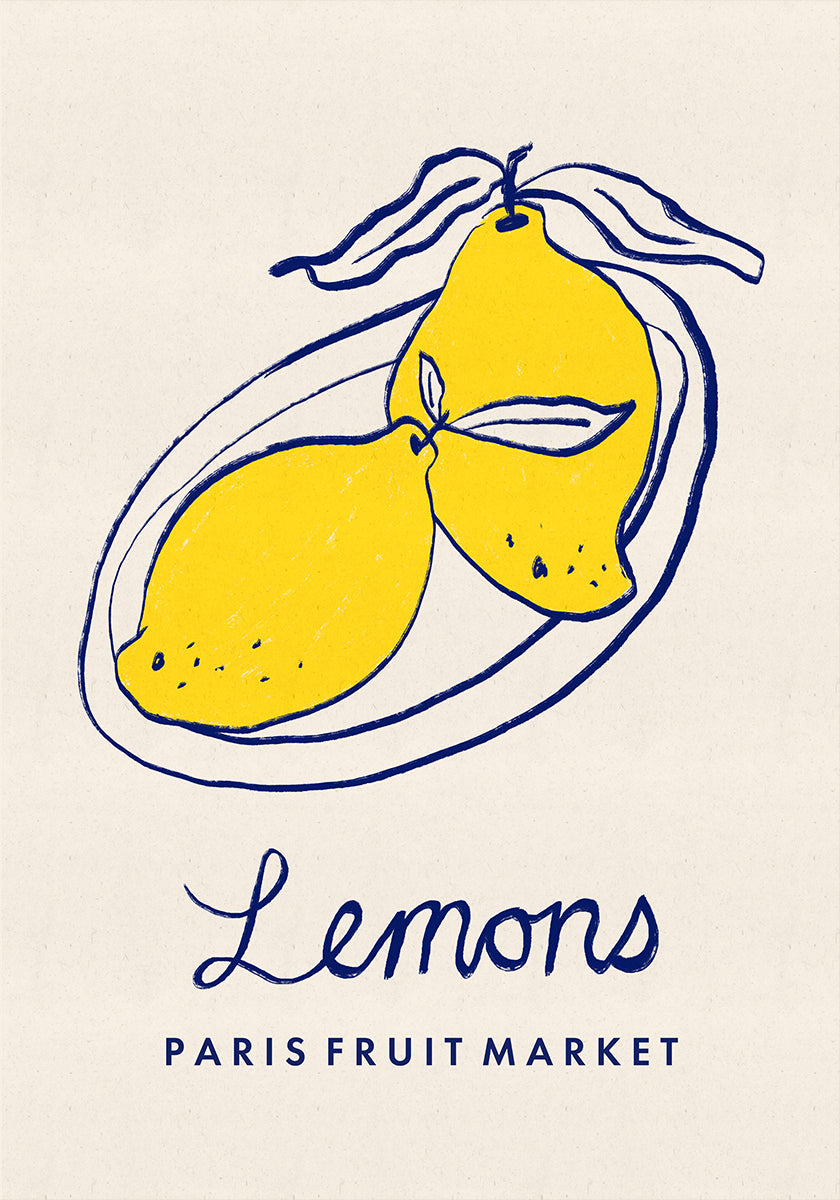 Food Art - Lemons Paris Fruit Market Poster