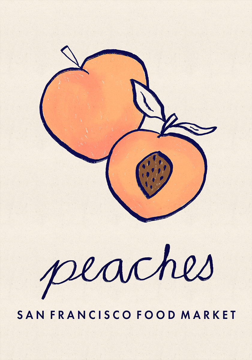 Food Art - Peaches San Francisco Food Market Poster