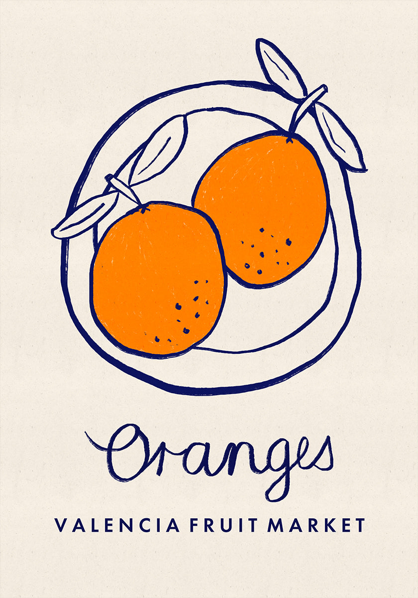 Food Art - Oranges Valencia Fruit Market Poster