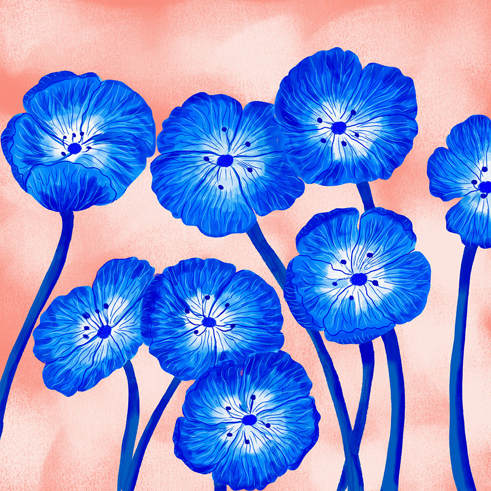 Indigo Blooms Poster