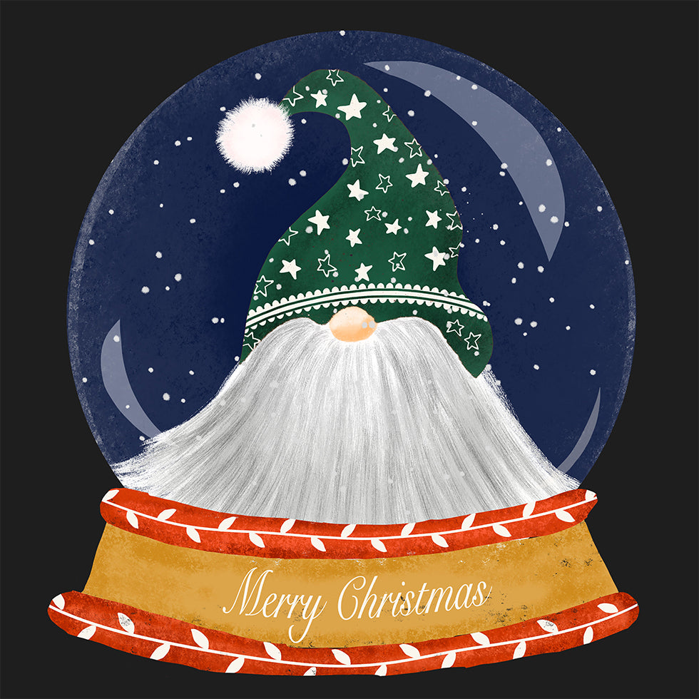 Christmas Santa Gnome Snow Globe Poster