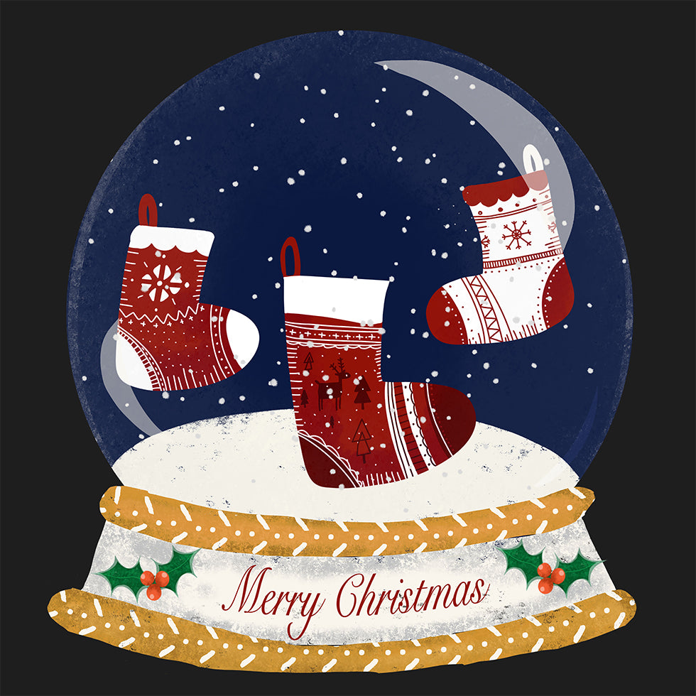 Christmas Stocking Snow Globe Poster