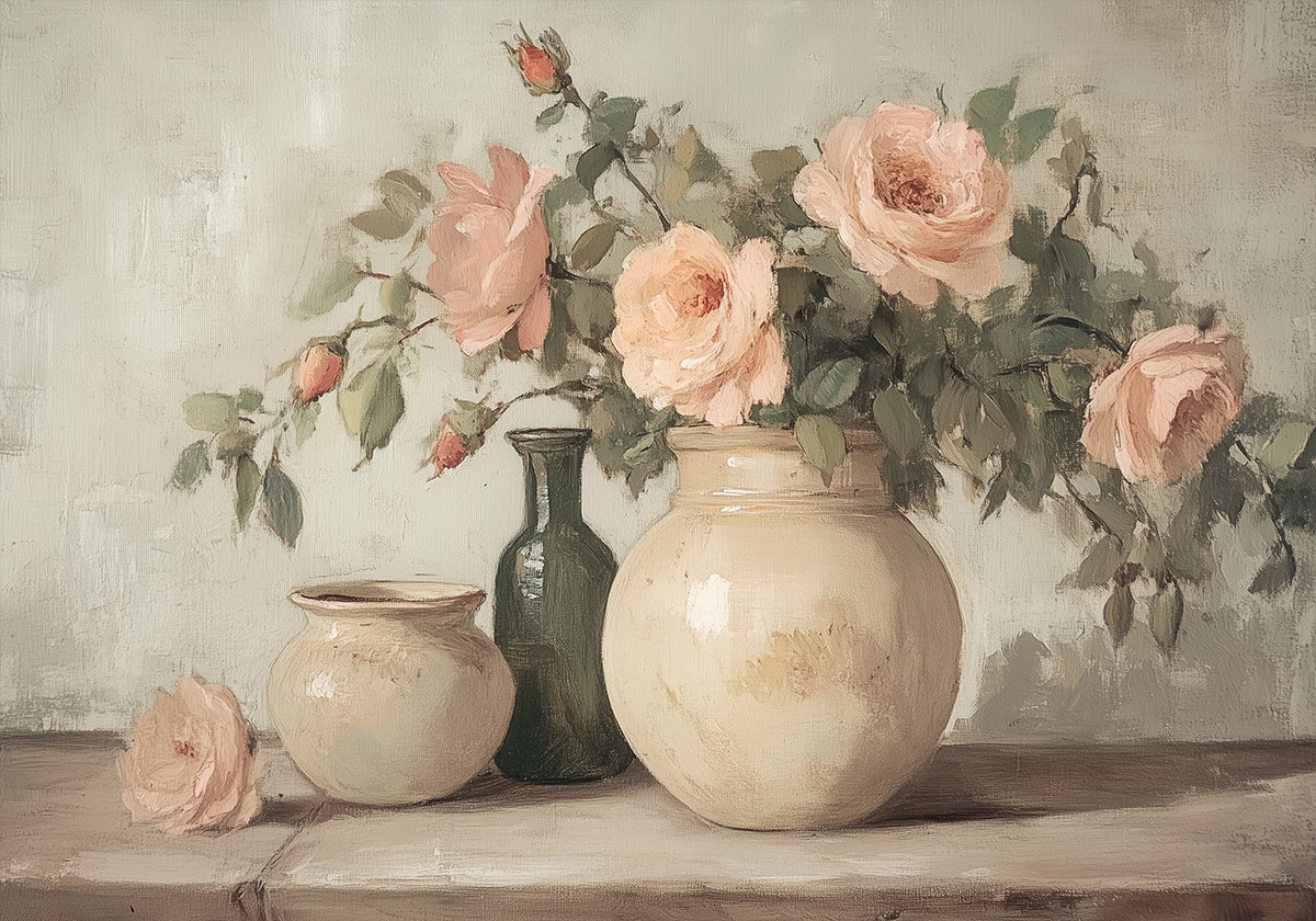 Flower in Vase Painting Poster