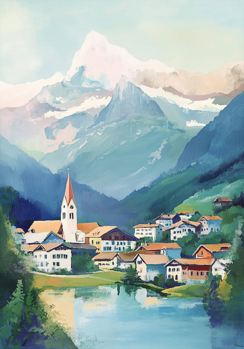 Grindelwald Switzerland Painting Poster