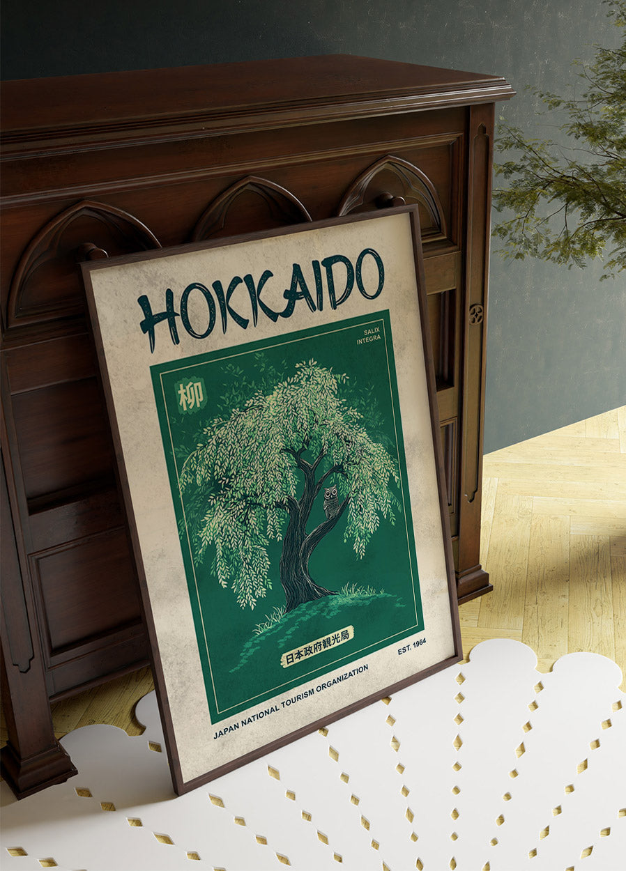 Hokkaido Harmony, Willow Tree and Owl Poster