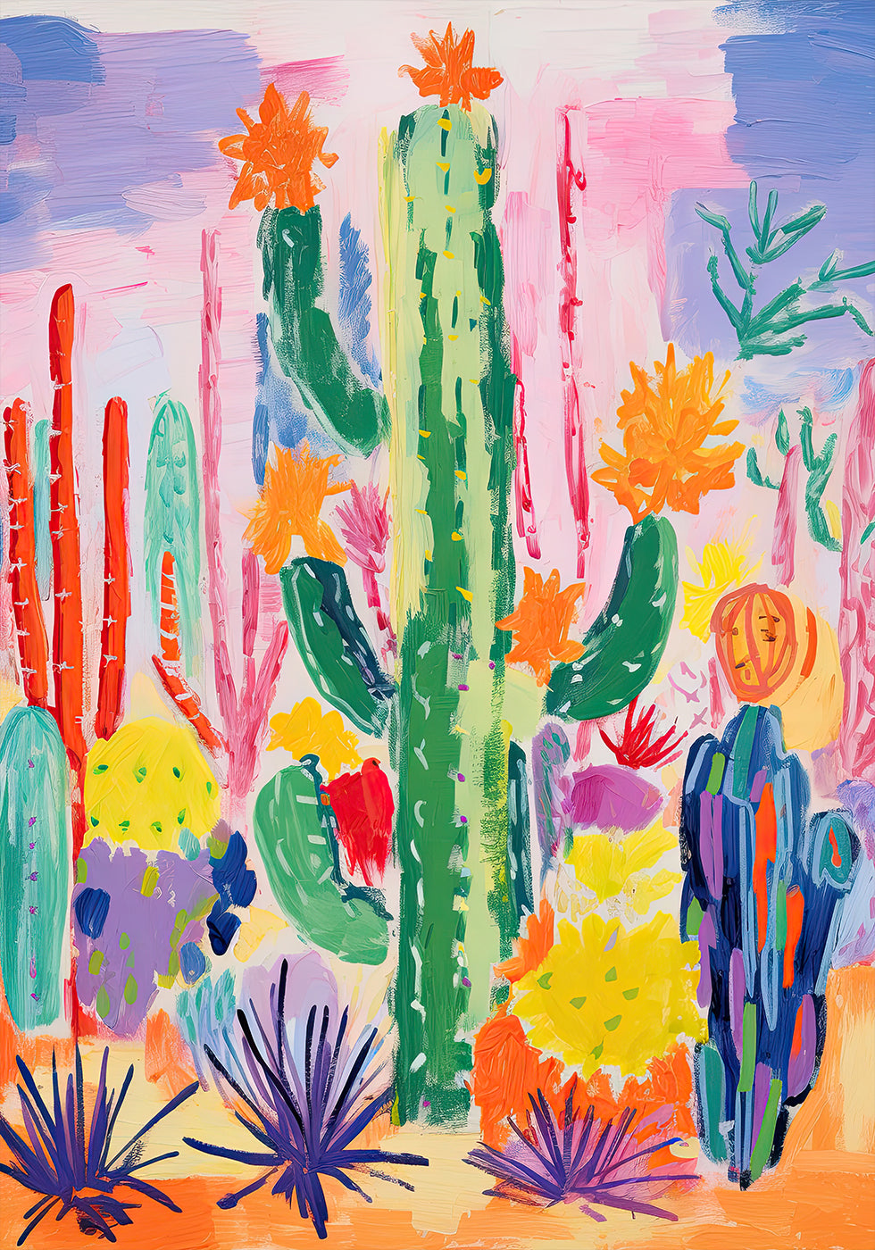 Colorful Cactus Garden Poster
