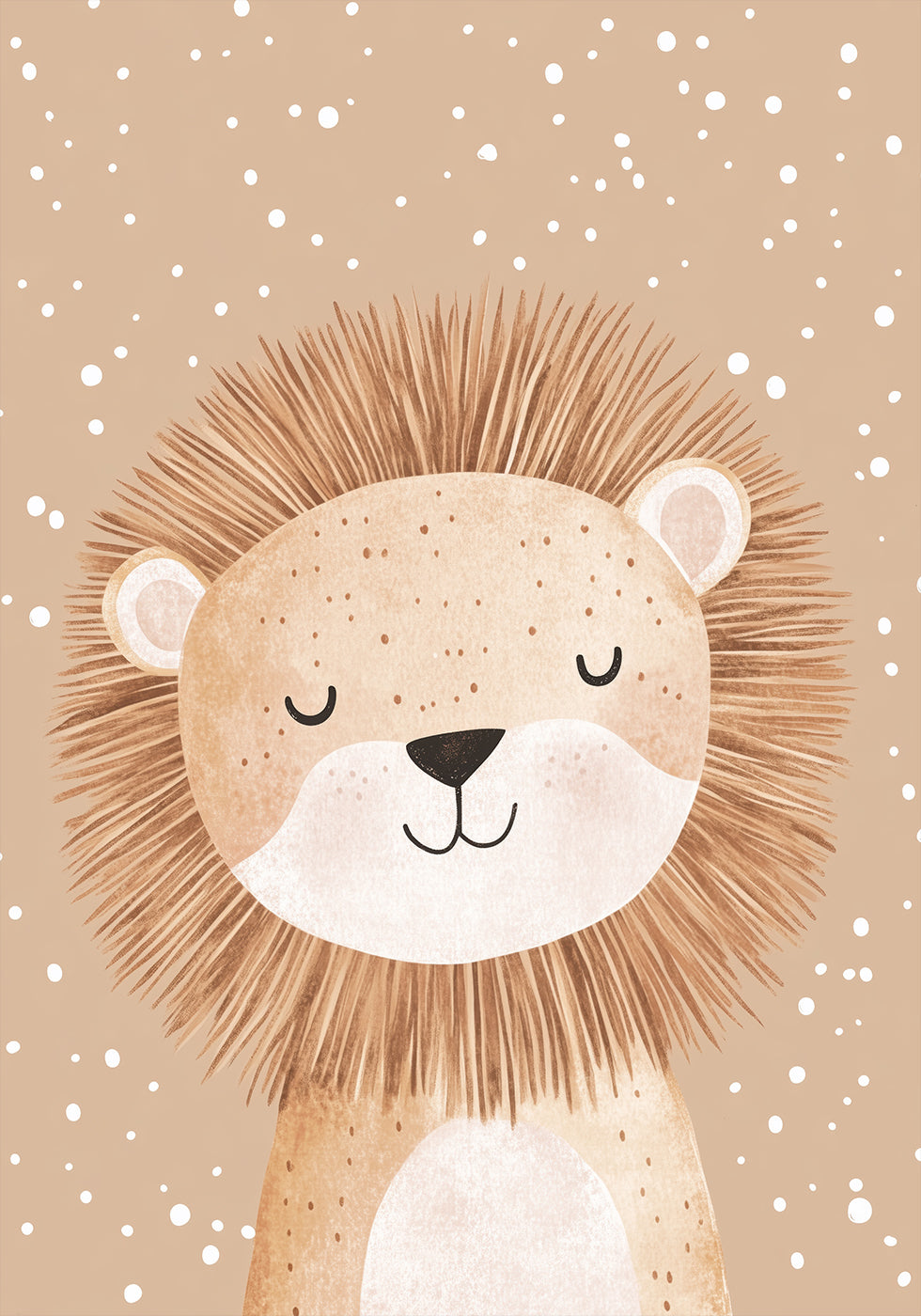 Sleepy Lion In Snow Poster