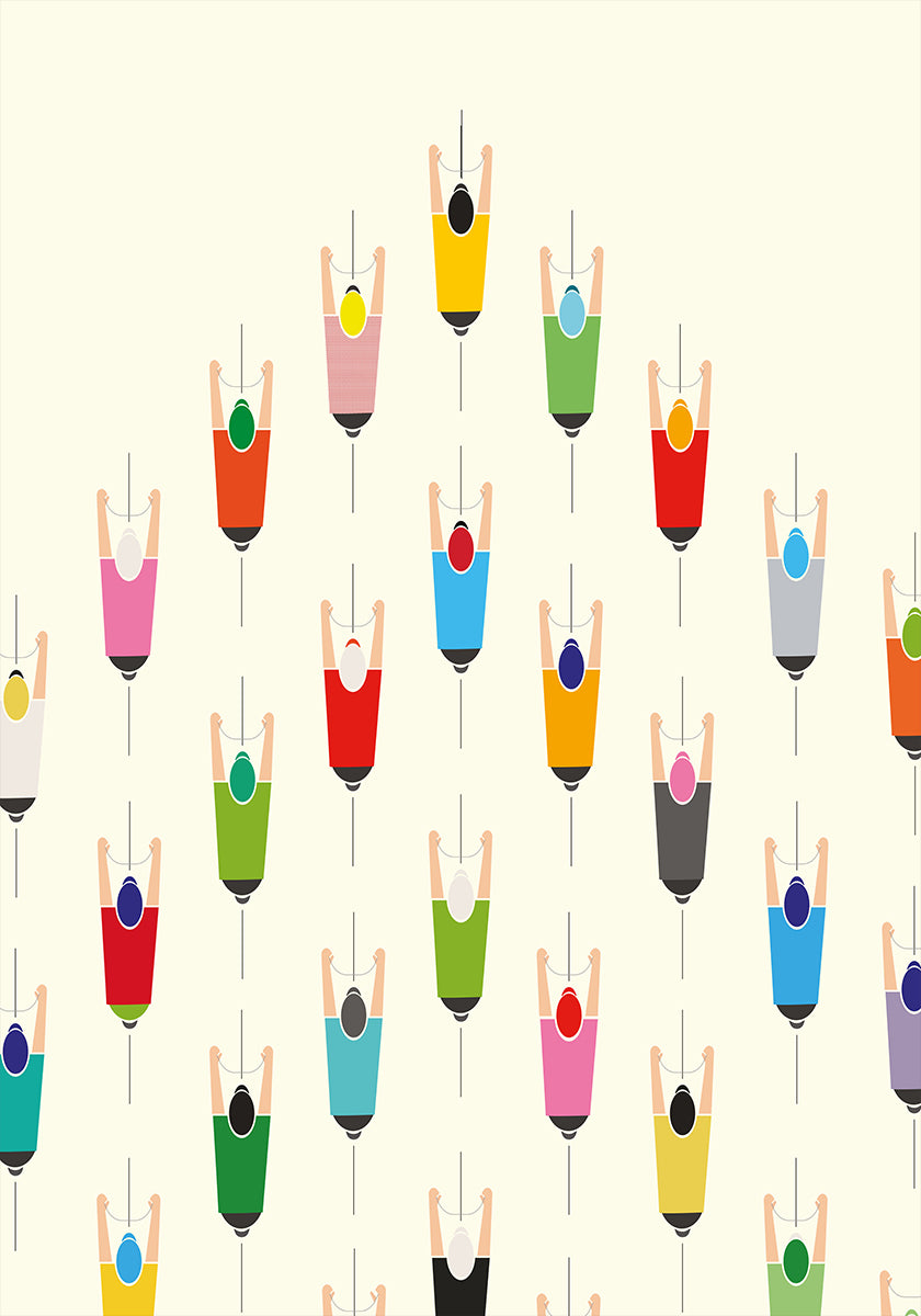 Leading the Pack Cycling Art Print Poster