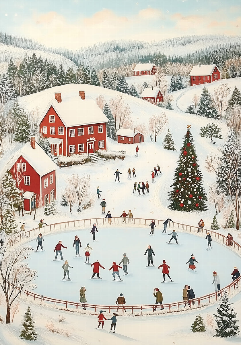 Winter Wonderland Ice Skating Scene Poster
