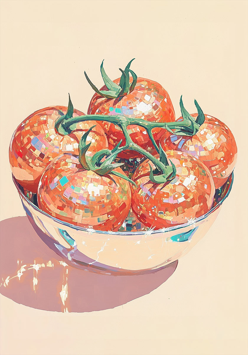 Disco Ball Tomatoes in a Bowl Poster