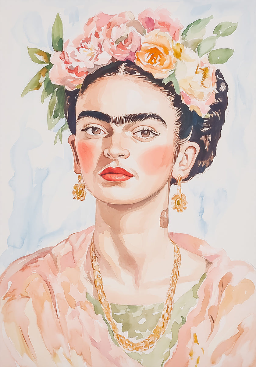 Frida Portrait Watercolor Poster