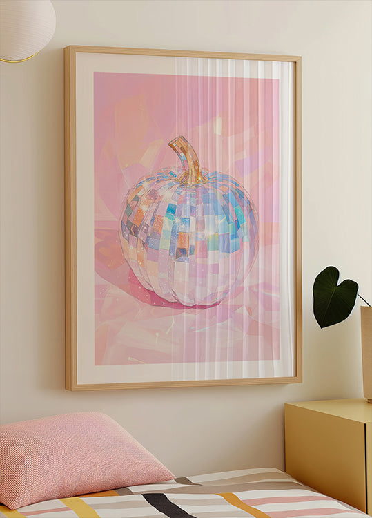 Iridescent Disco Ball Pumpkin Poster