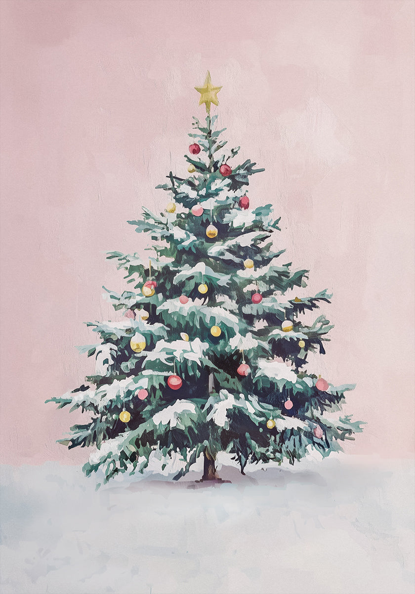 Snow-Covered Christmas Tree Poster