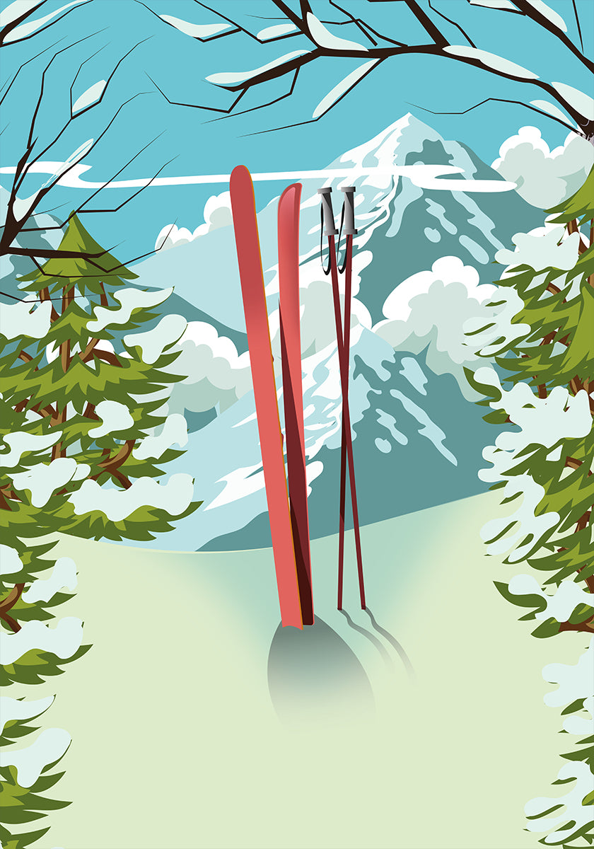 Mountain Top Skiing Poster