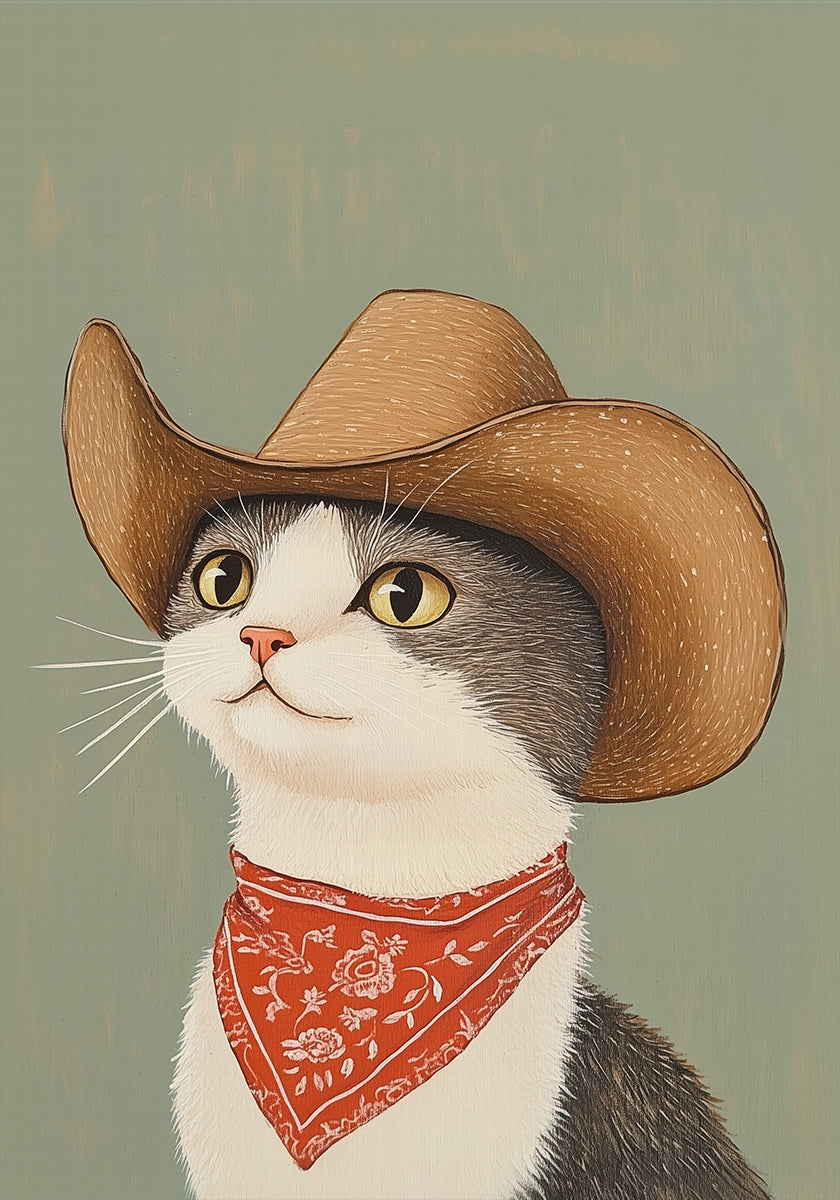 Cowboy English Shorthair Cat Poster