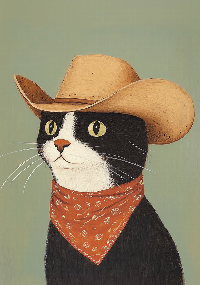 Cowboy Black Cat Poster
