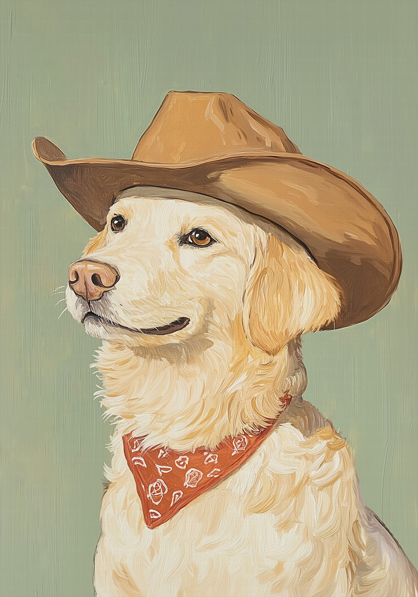 Cowboy Golden Retriever Poster