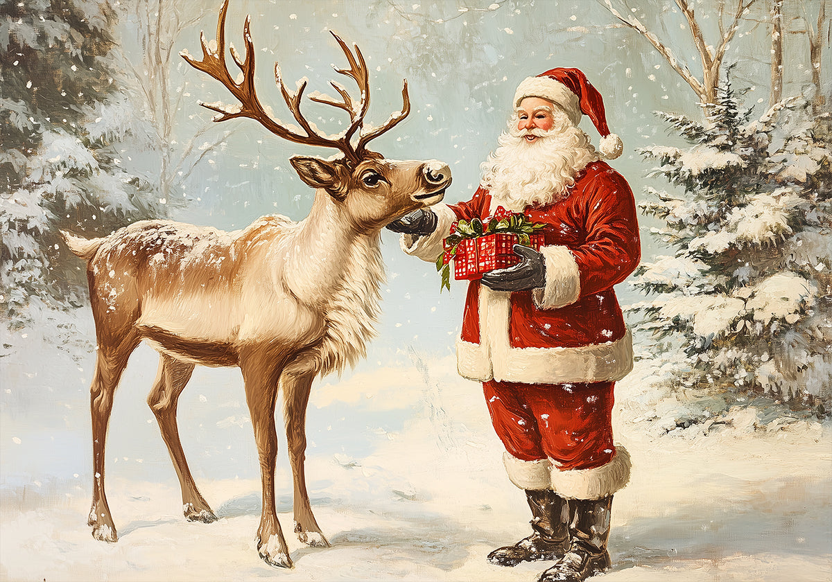 Pictufy Santa and Reindeer Poster